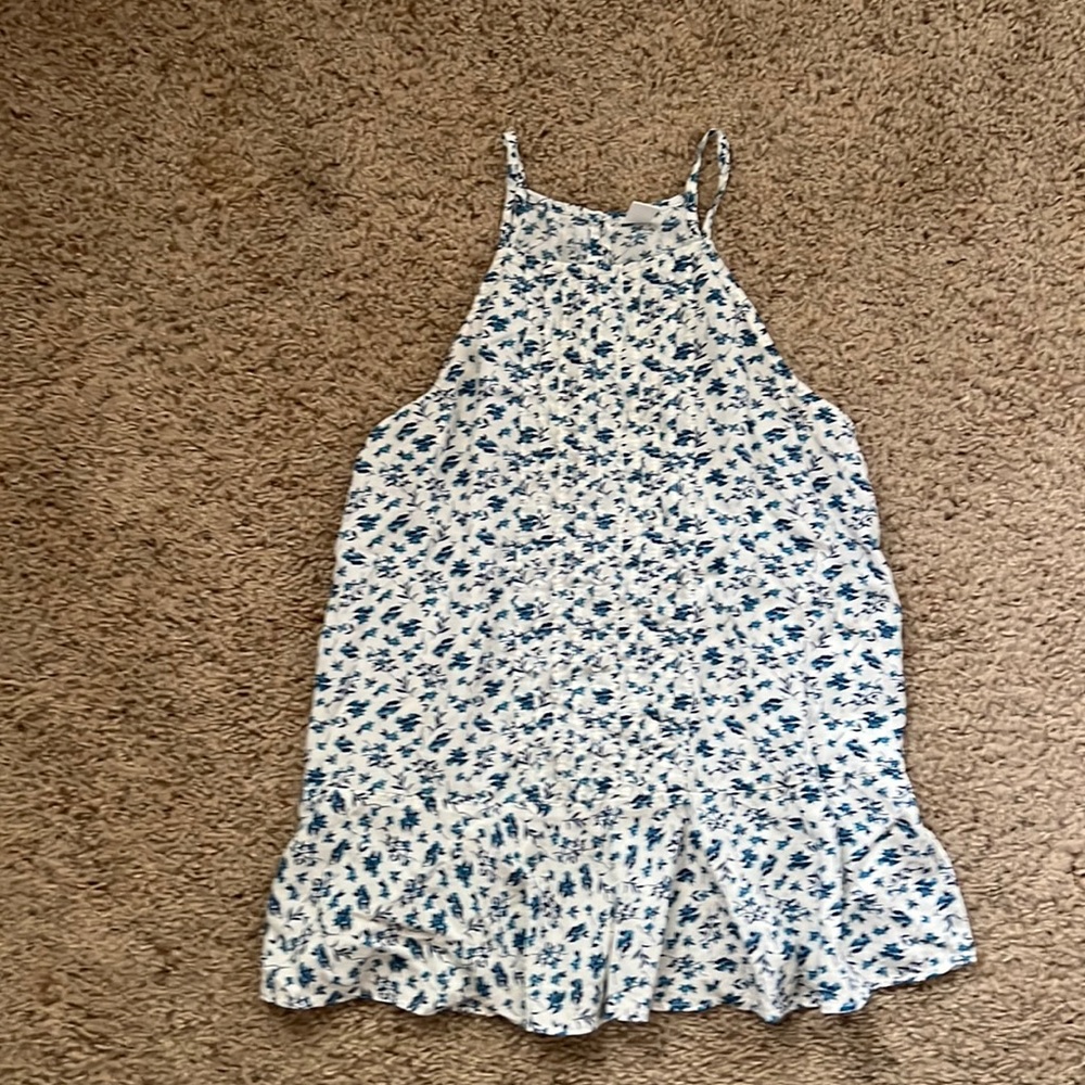 Old navy High Neck white/blue floral spaghetti strap top size small